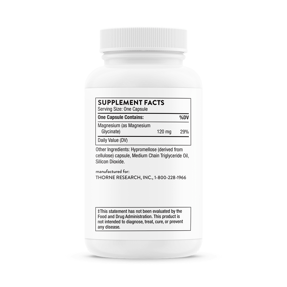 Thorne Magnesium Glycinate 90 Capsules (120 mg per Capsule)