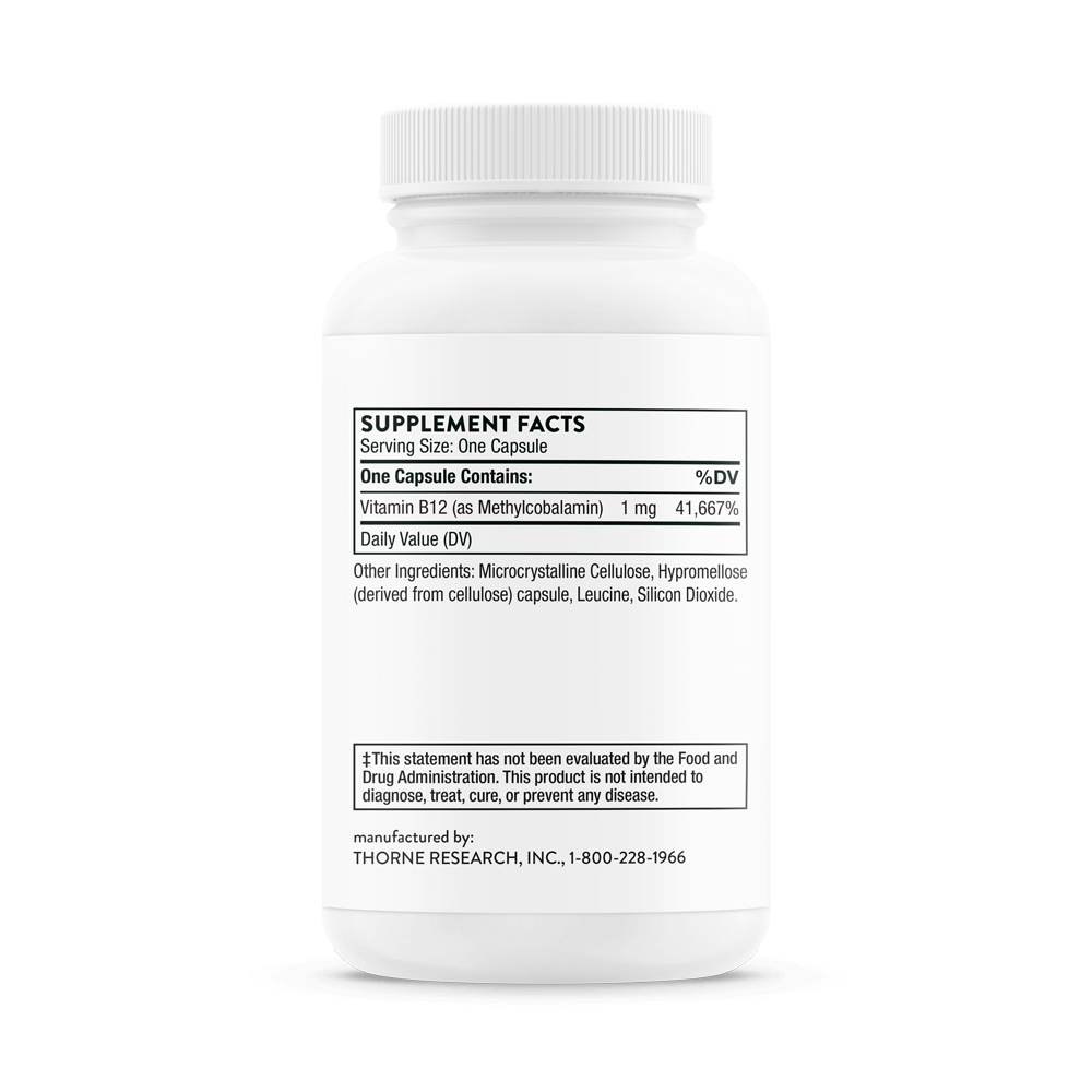 Thorne Vitamin B12 as Methylcobalamin, 60 Capsules (1 mg per Capsule)