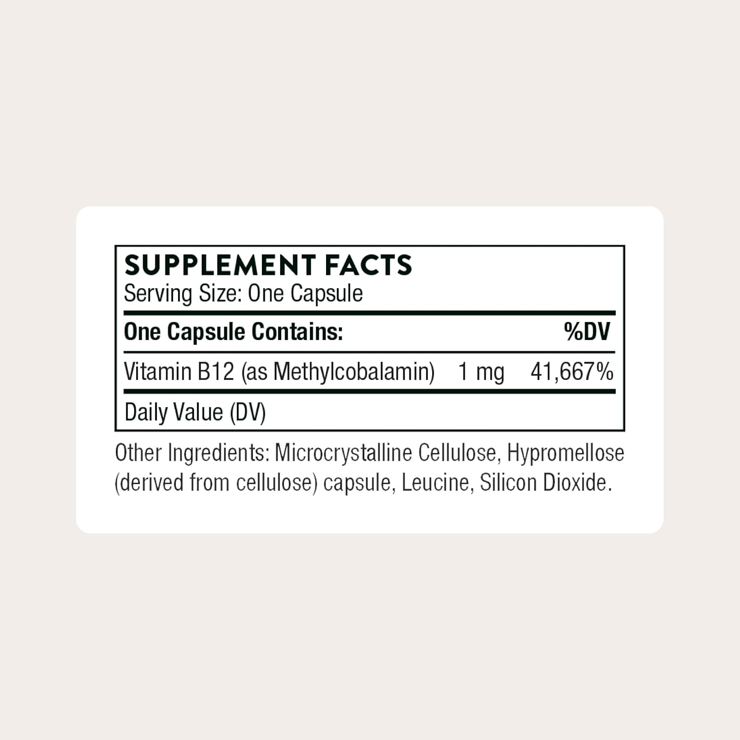 Thorne Vitamin B12 as Methylcobalamin, 60 Capsules (1 mg per Capsule)