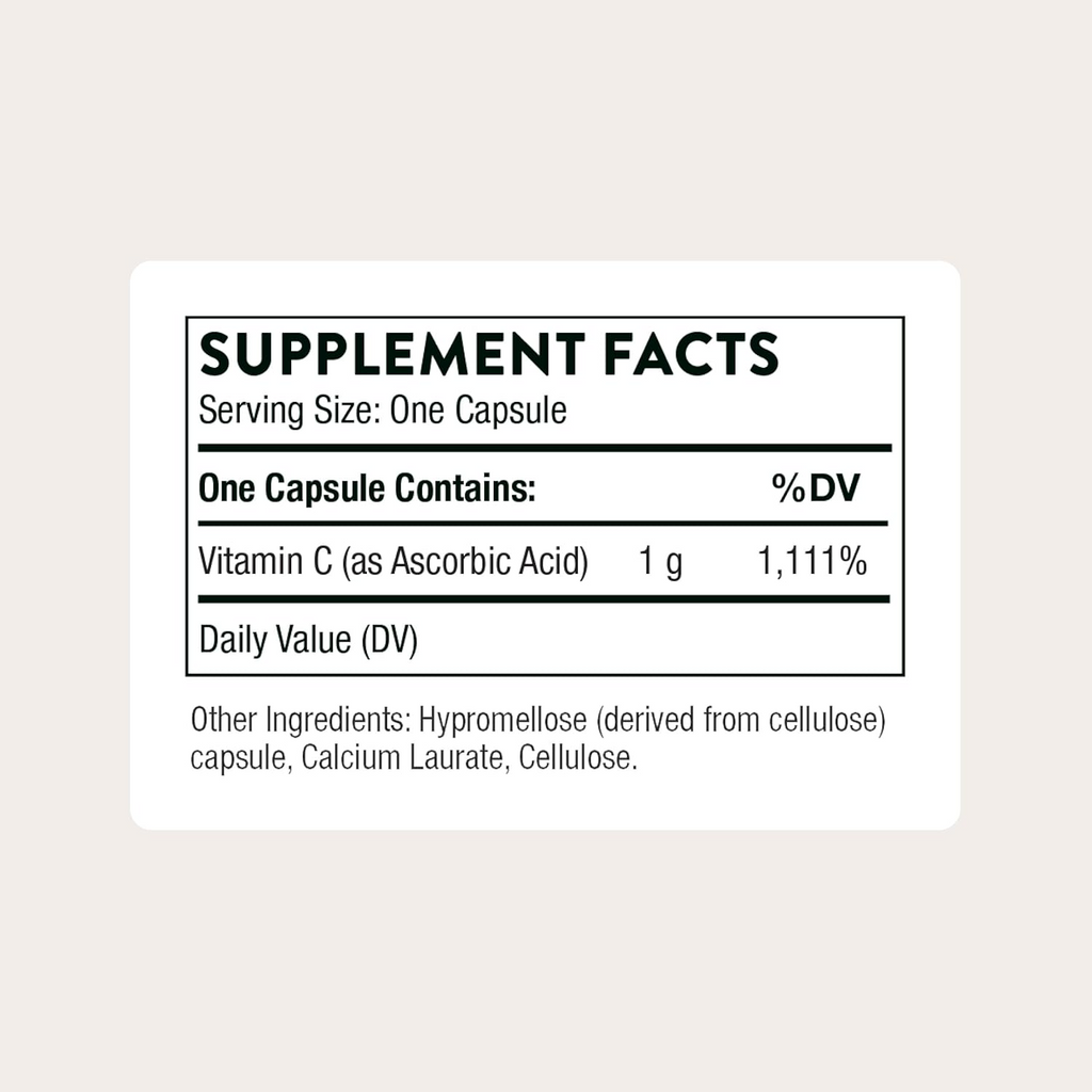 THORNE Vitamin C 1,000 mg as Ascorbic Acid 60 Capsules
