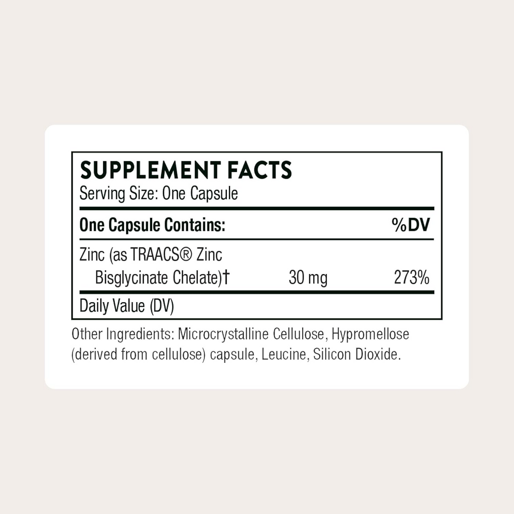 Thorne Zinc Bisglycinate 30 mg 60 Capsules