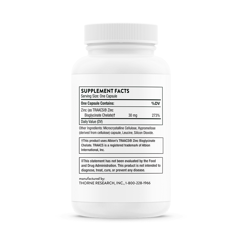 Thorne Zinc Bisglycinate 30 mg 60 Capsules