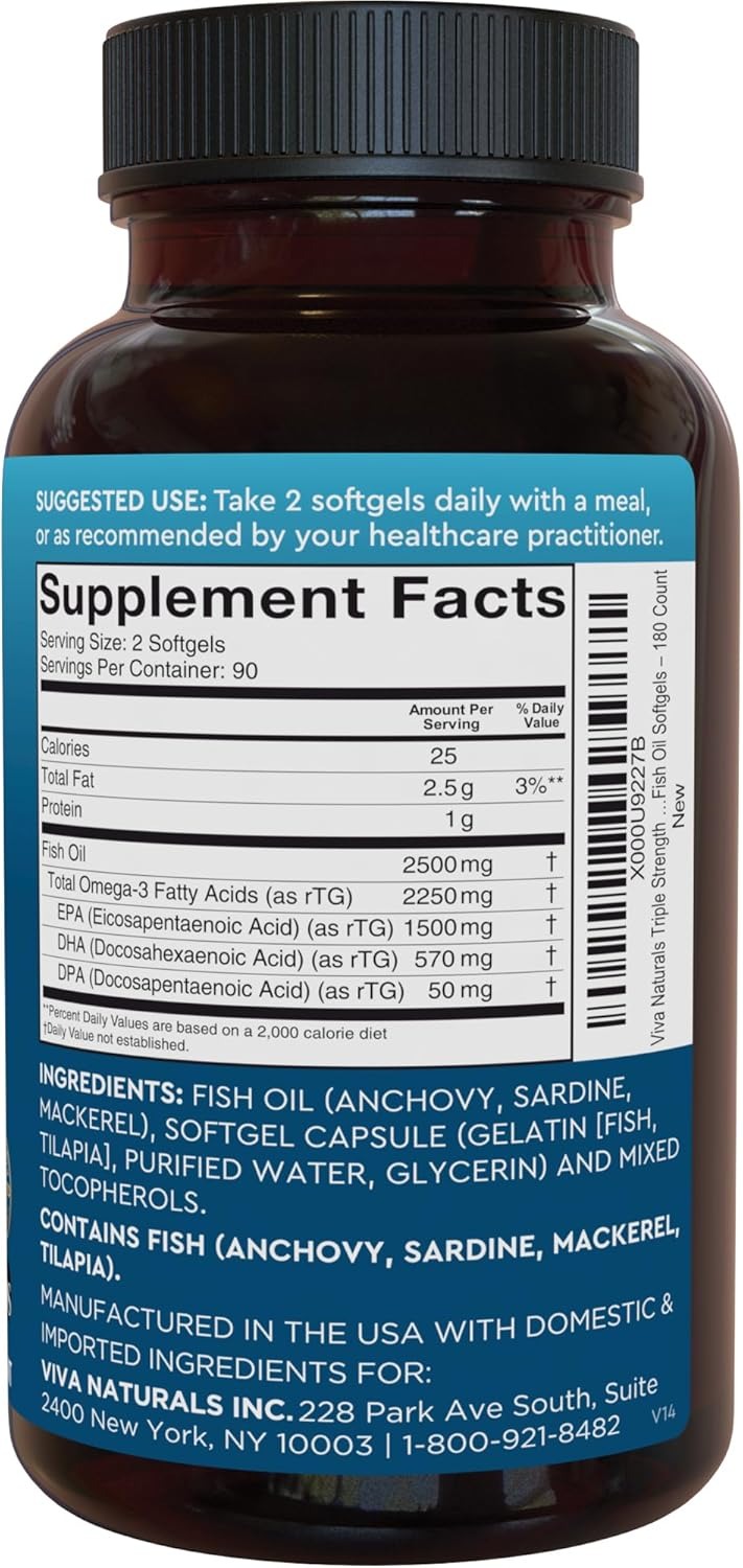 Viva Naturals Triple Strength Omega 3 Fish Oil 2500 mg