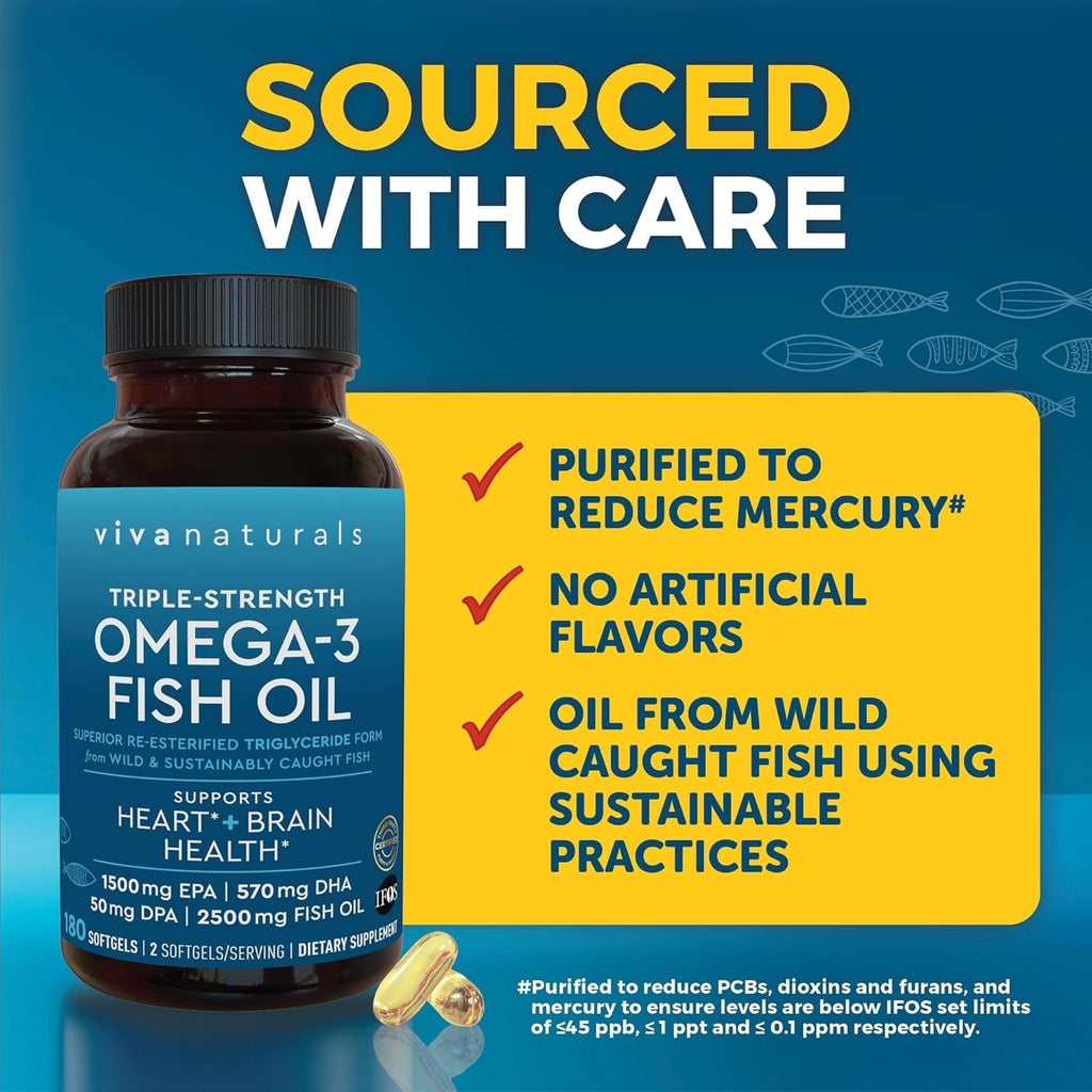 Viva Naturals Triple Strength Omega 3 Fish Oil 2500 mg