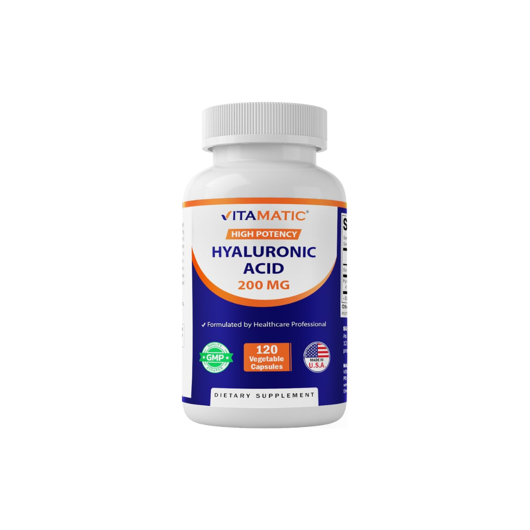 Vitamatic High Potency Hyaluronic Acid 200 mg, 120 Vegetable Capsules