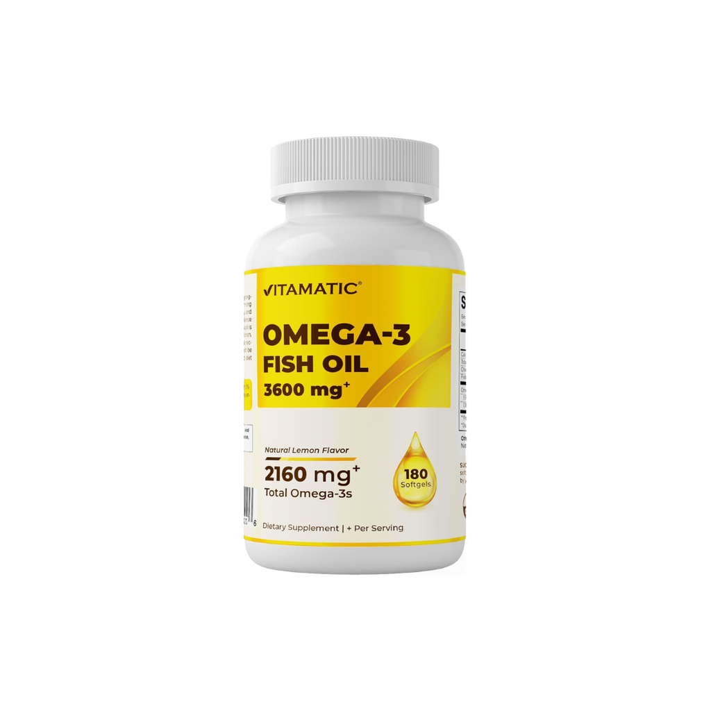 Vitamatic Omega-3 Fish Oil Natural Lemon, 180 Softgels