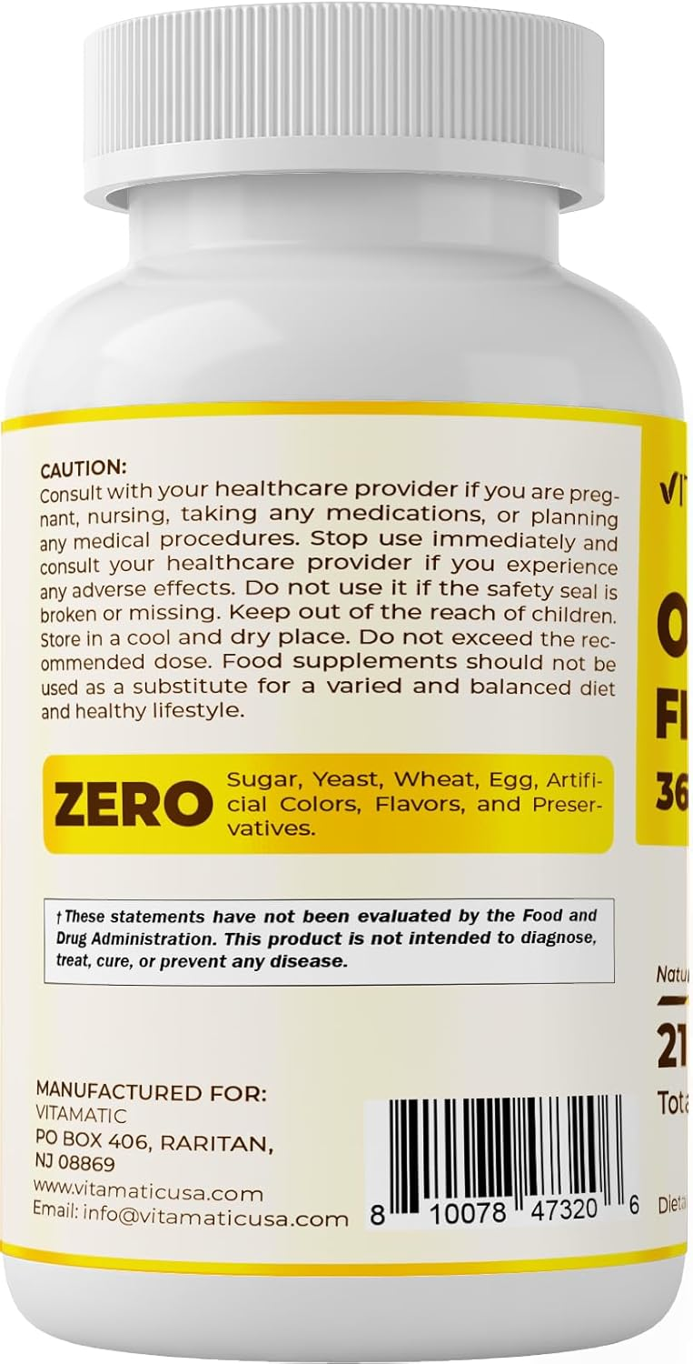 Vitamatic Omega-3 Fish Oil Natural Lemon, 180 Softgels