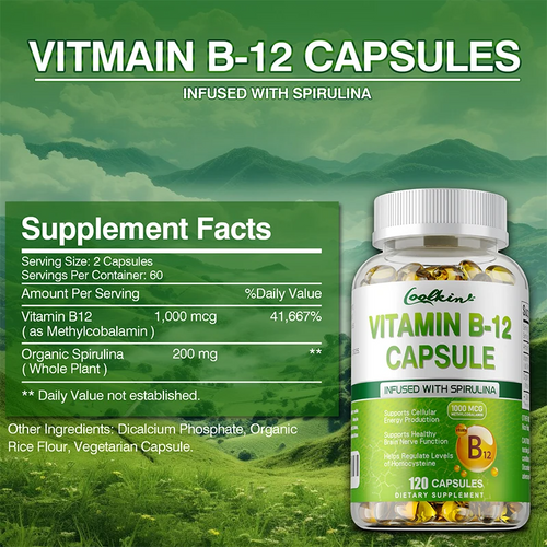Coolkin Vitamin B12 Capsules Methylcobalamin 1000mcg - 120 count