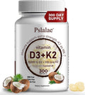 Pslalae Vitamin D3 10000iu + K2 200mcg with Coconut Oil _ 300 Softgels