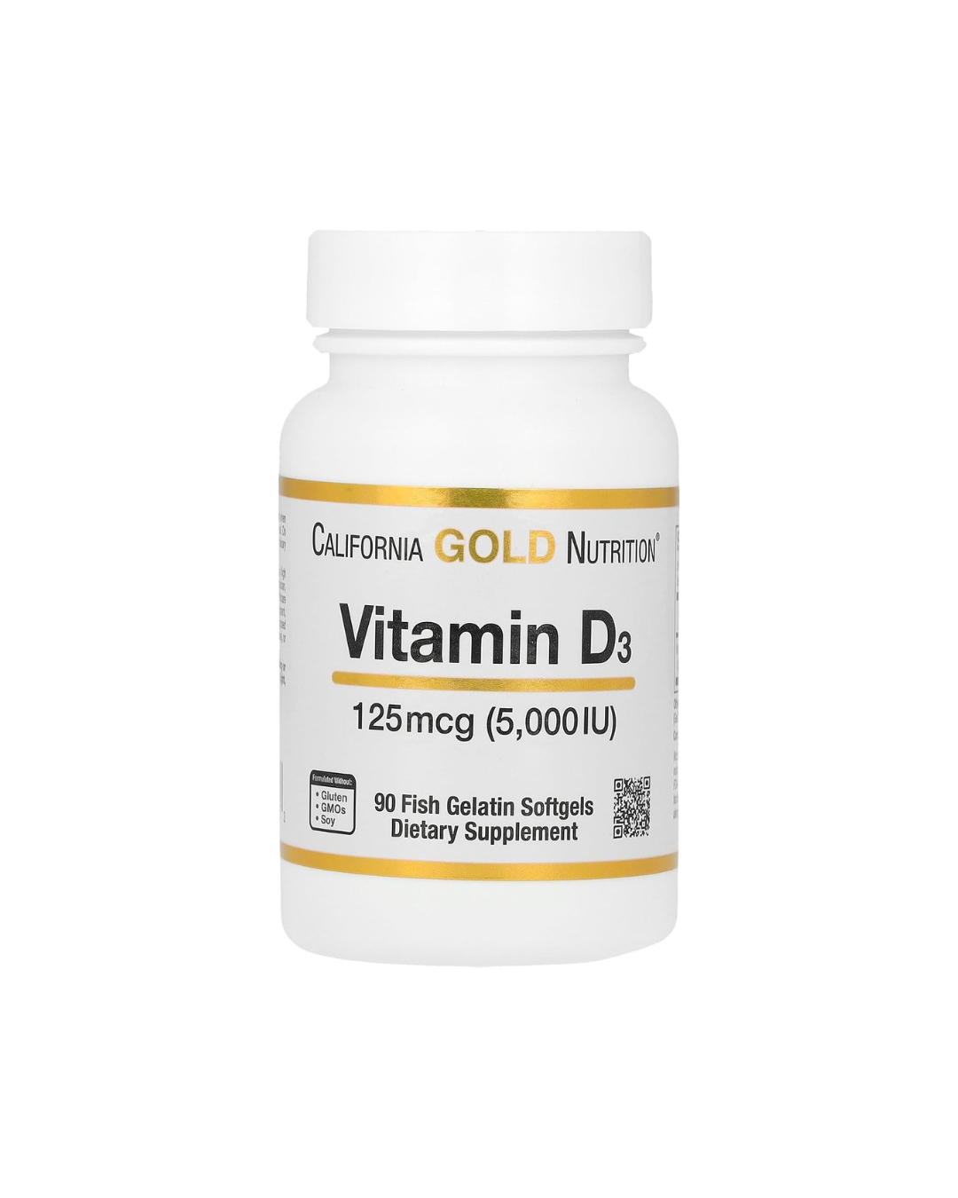 California Gold Nutrition Vitamin D3 125 mcg (5,000 IU) 90 Fish Gelatin Softgels