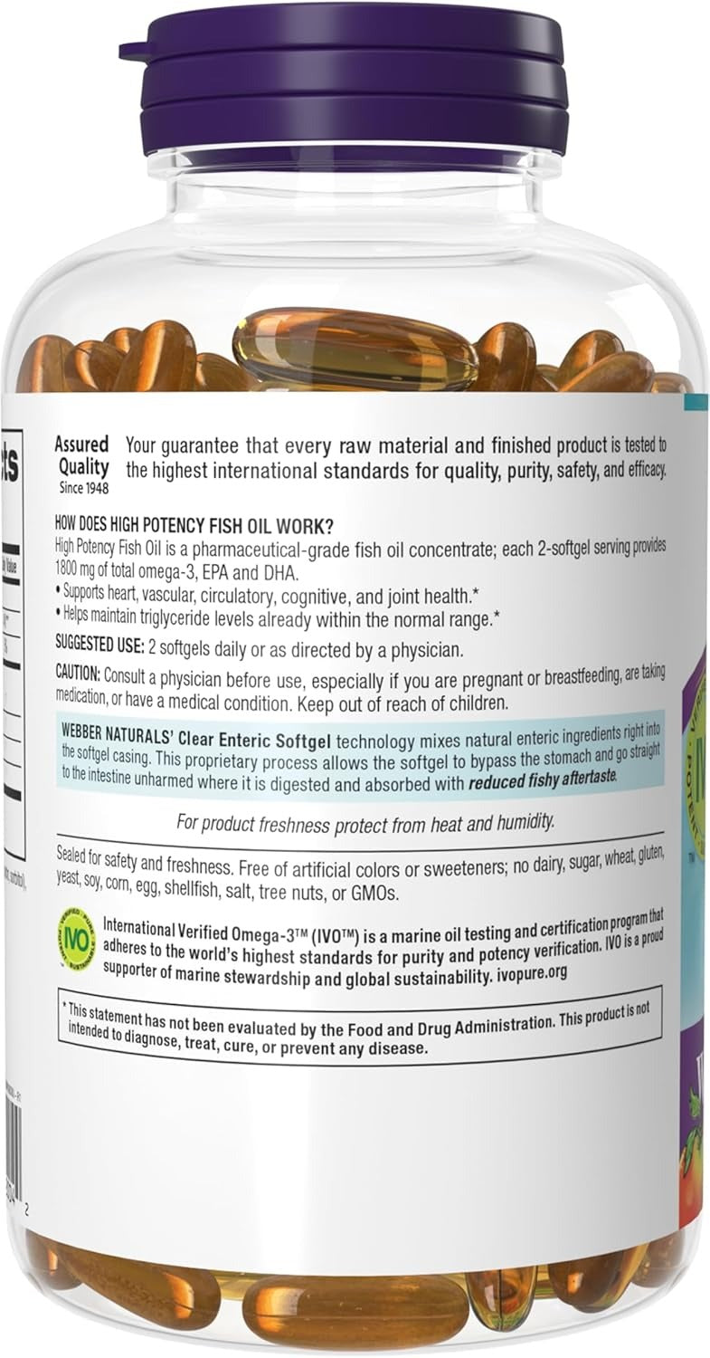 Webber Naturals Omega-3 Fish Oil 900mg Wild Caught Fish Softgels