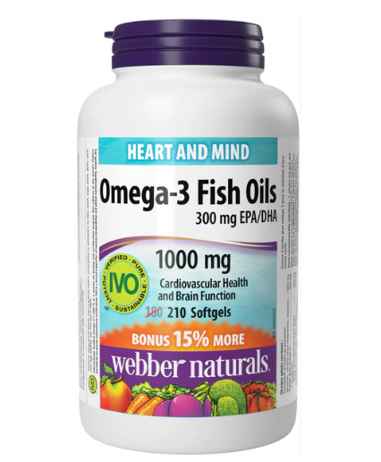 Webber Naturals Omega-3 Fish Oil 900mg Wild Caught Fish Softgels