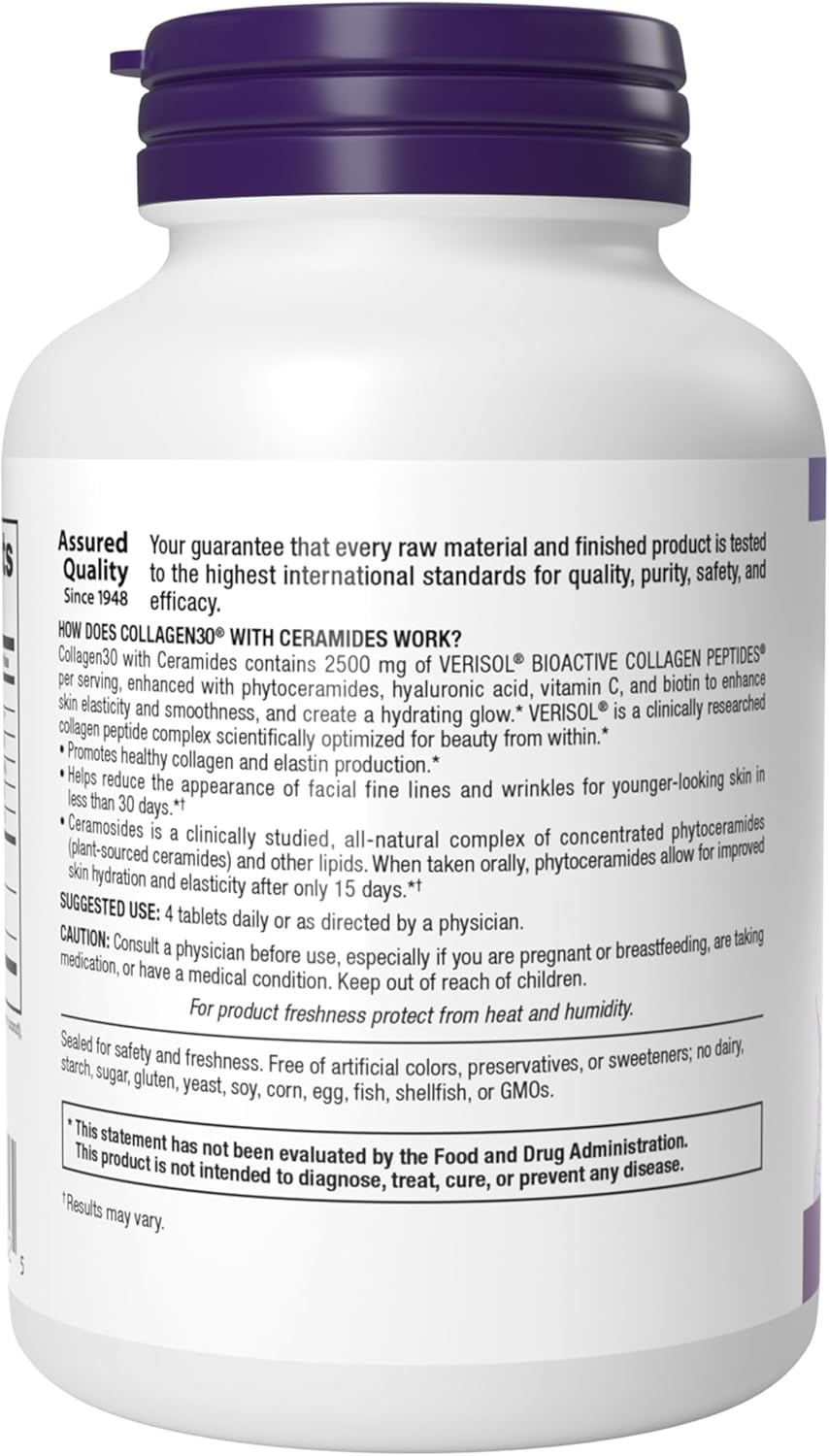 Webber Naturals Collagen30 with Ceramides Bioactive Collagen Peptides™, 120 Ct
