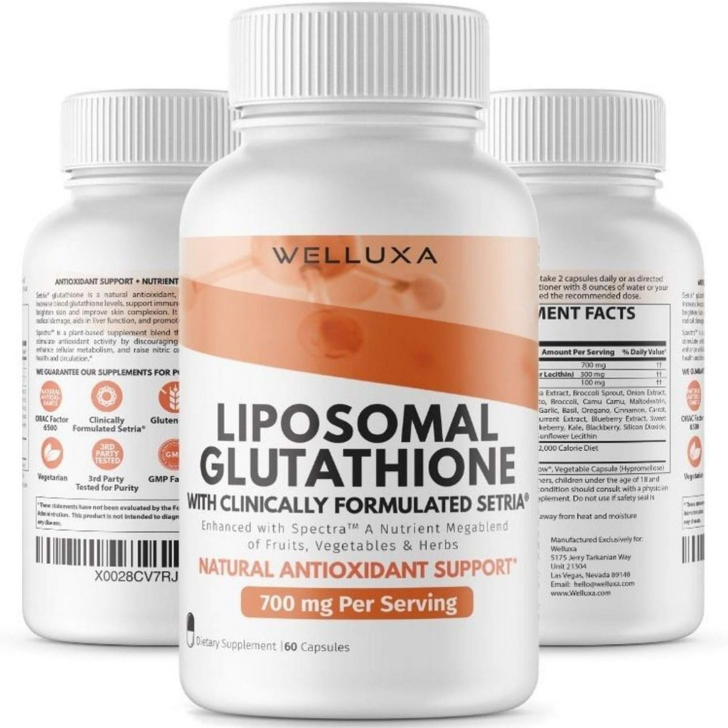 Welluxa Liposomal Glutathione with Setria and Spectra 700mg 60 Capsules