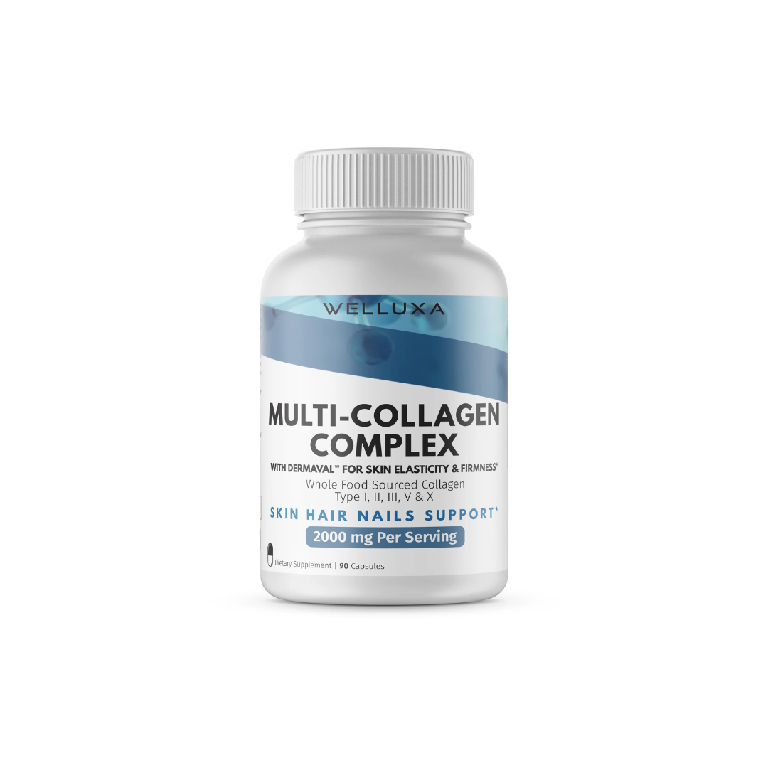 Welluxa Multi-Collagen Peptide with Dermaval Type I, II, III, V, X 90 Caps (2,000mg Per serving)