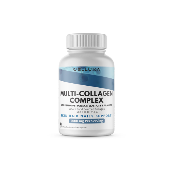 Welluxa Multi-Collagen Peptide with Dermaval Type I, II, III, V, X 90 Caps (2,000mg Per serving)