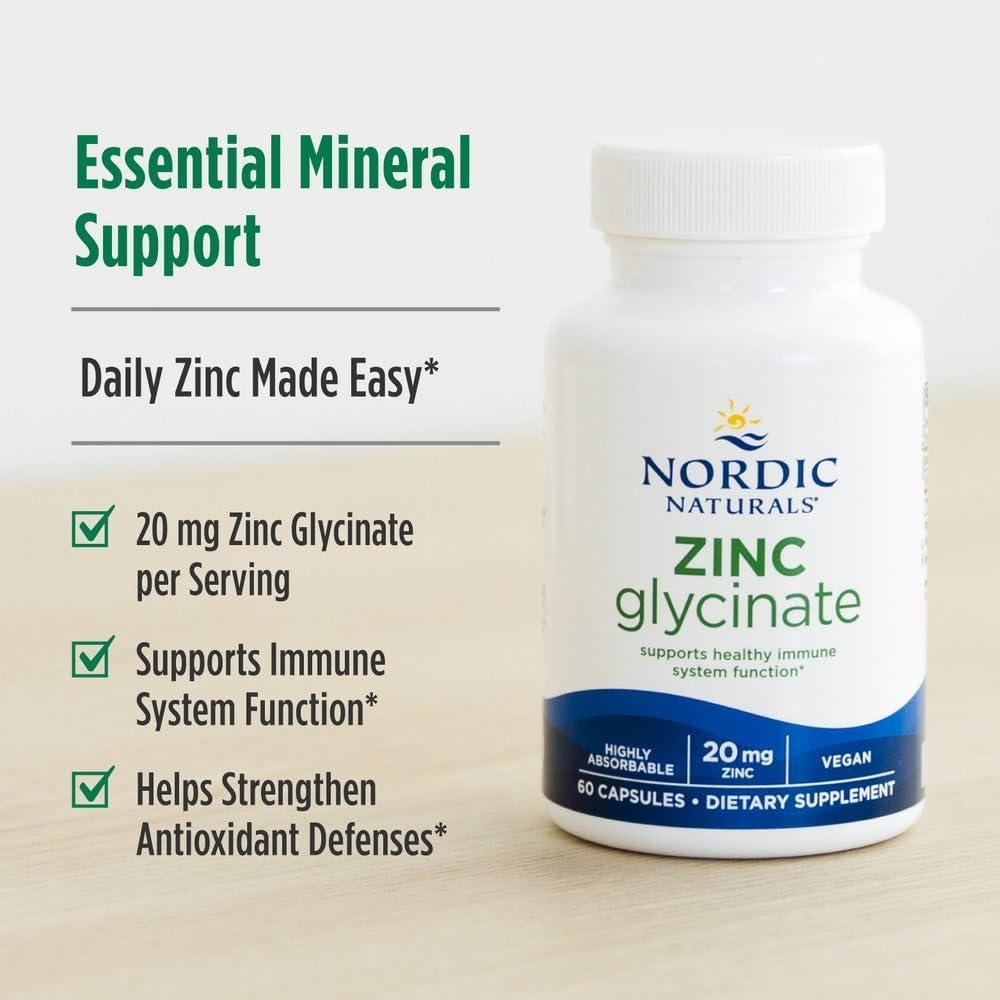 Nordic Naturals Zinc Glycinate 20 mg 60 Capsules