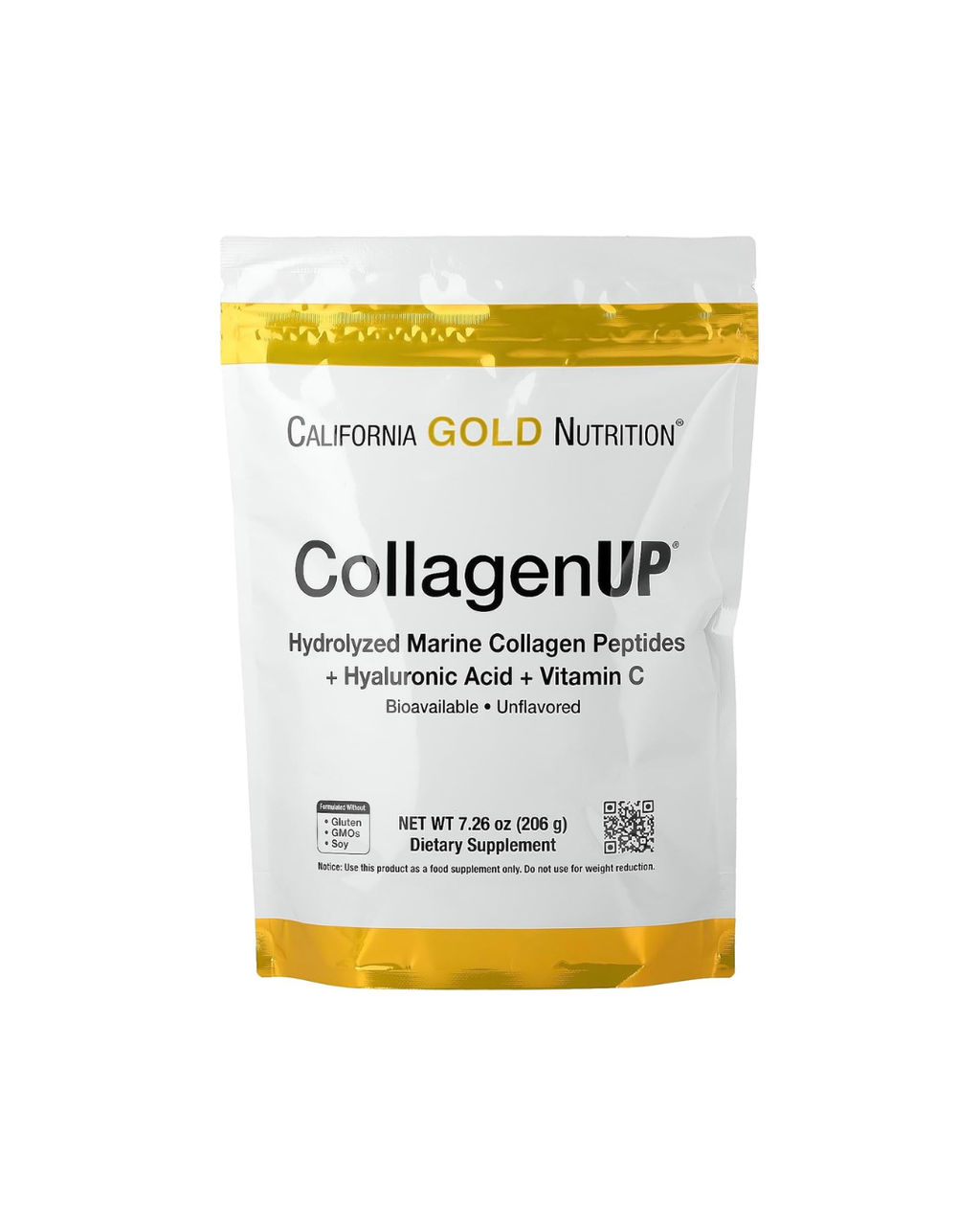California Gold Nutrition CollagenUP®, Hydrolyzed Marine Collagen Peptides with Hyaluronic Acid and Vitamin C, Unflavored, 7.26 oz (206 g)