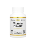 California Gold Nutrition Vitamin D3 + K2 as MK-7 180 Veggie Capsules