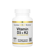 California Gold Nutrition Vitamin D3 + K2 as MK-7 180 Veggie Capsules