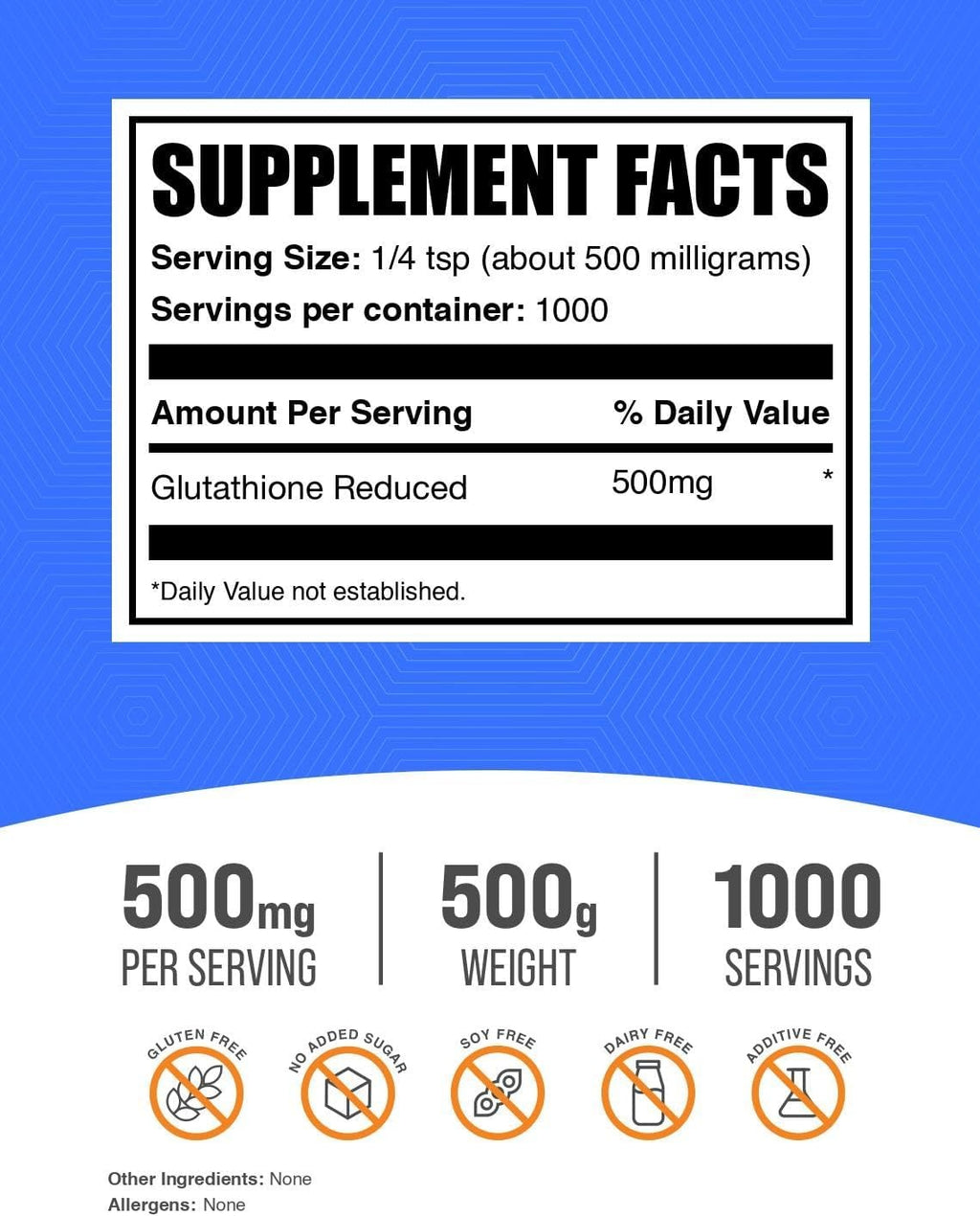 Bulk Supplements Glutathione Reduced Powder 500mg