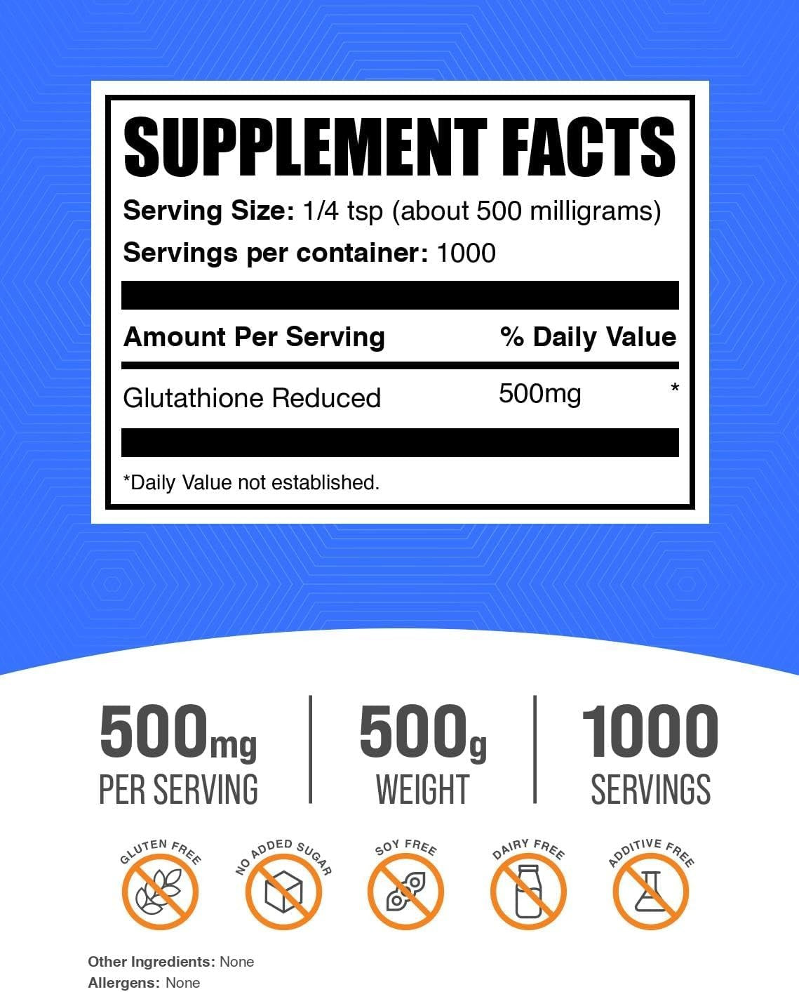 Bulk Supplements Glutathione Reduced Powder 500mg