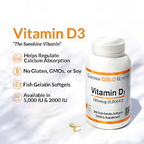 California Gold Nutrition Vitamin D3 125 mcg (5,000 IU) 90 Fish Gelatin Softgels