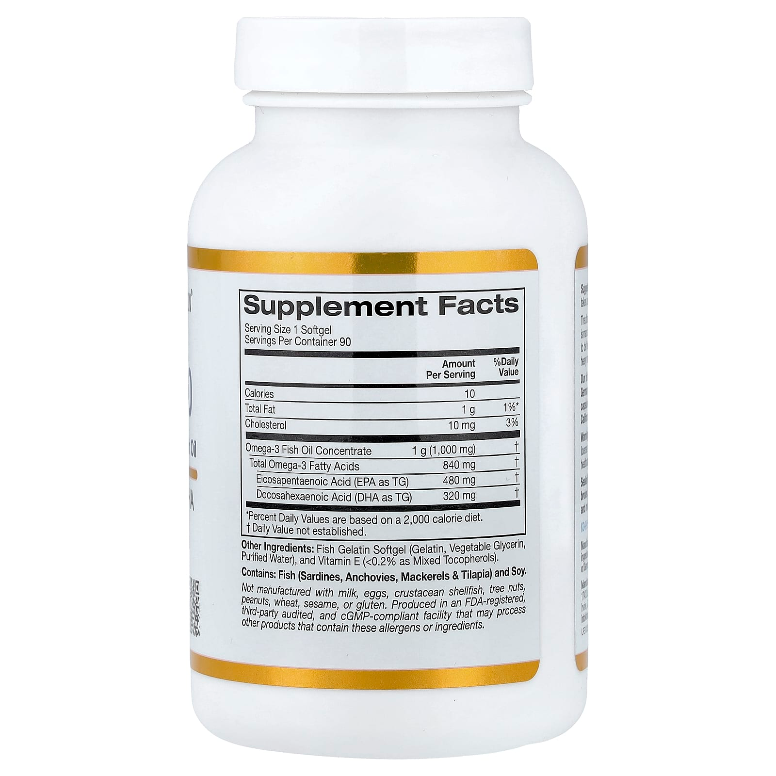California Gold Nutrition Omega 800 Ultra-Concentrated Omega-3 Fish Oil 90 Softgels