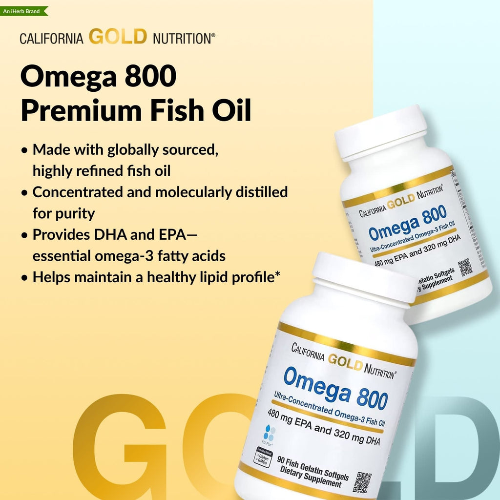 California Gold Nutrition Omega 800 Ultra-Concentrated Omega-3 Fish Oil 90 Softgels
