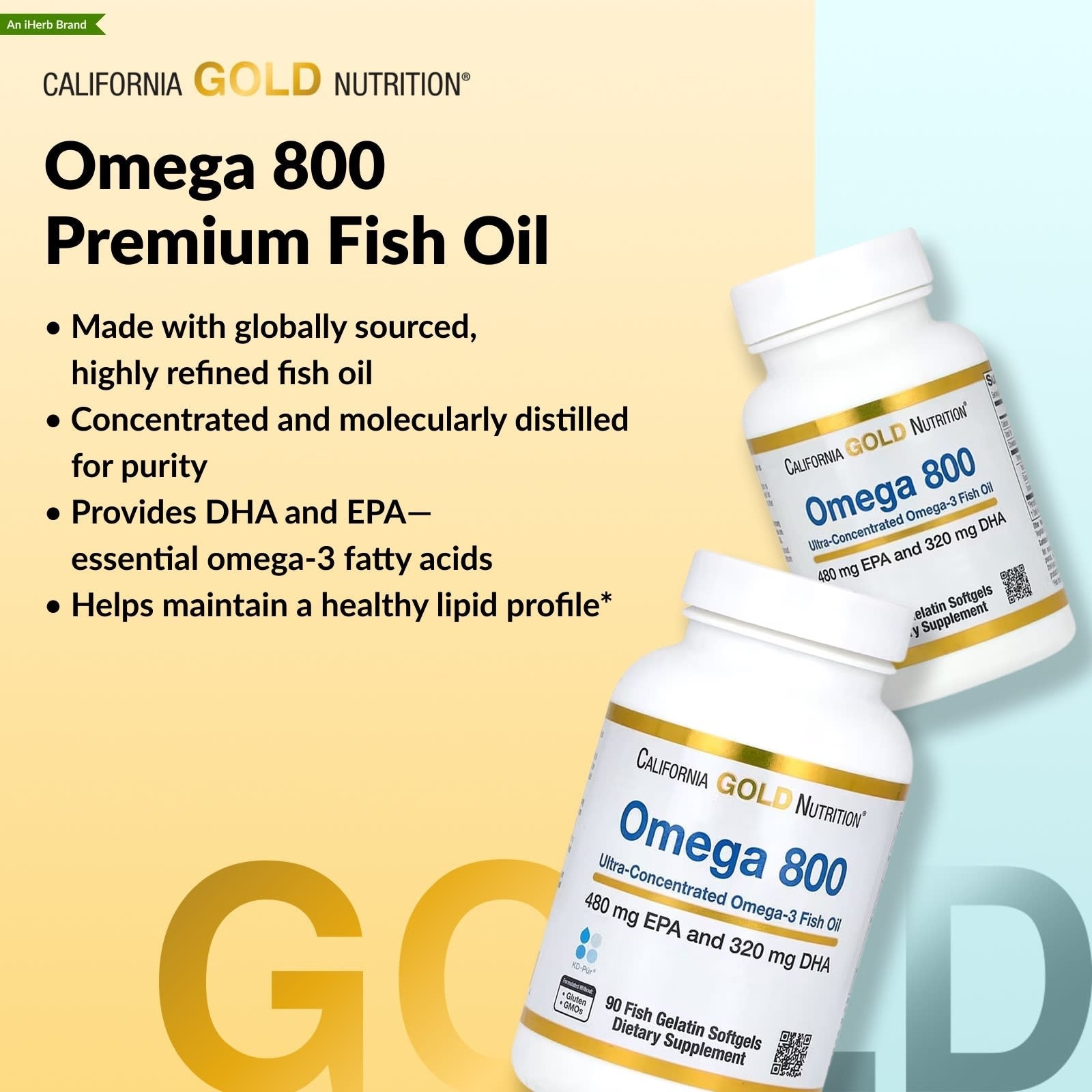 California Gold Nutrition Omega 800 Ultra-Concentrated Omega-3 Fish Oil 90 Softgels