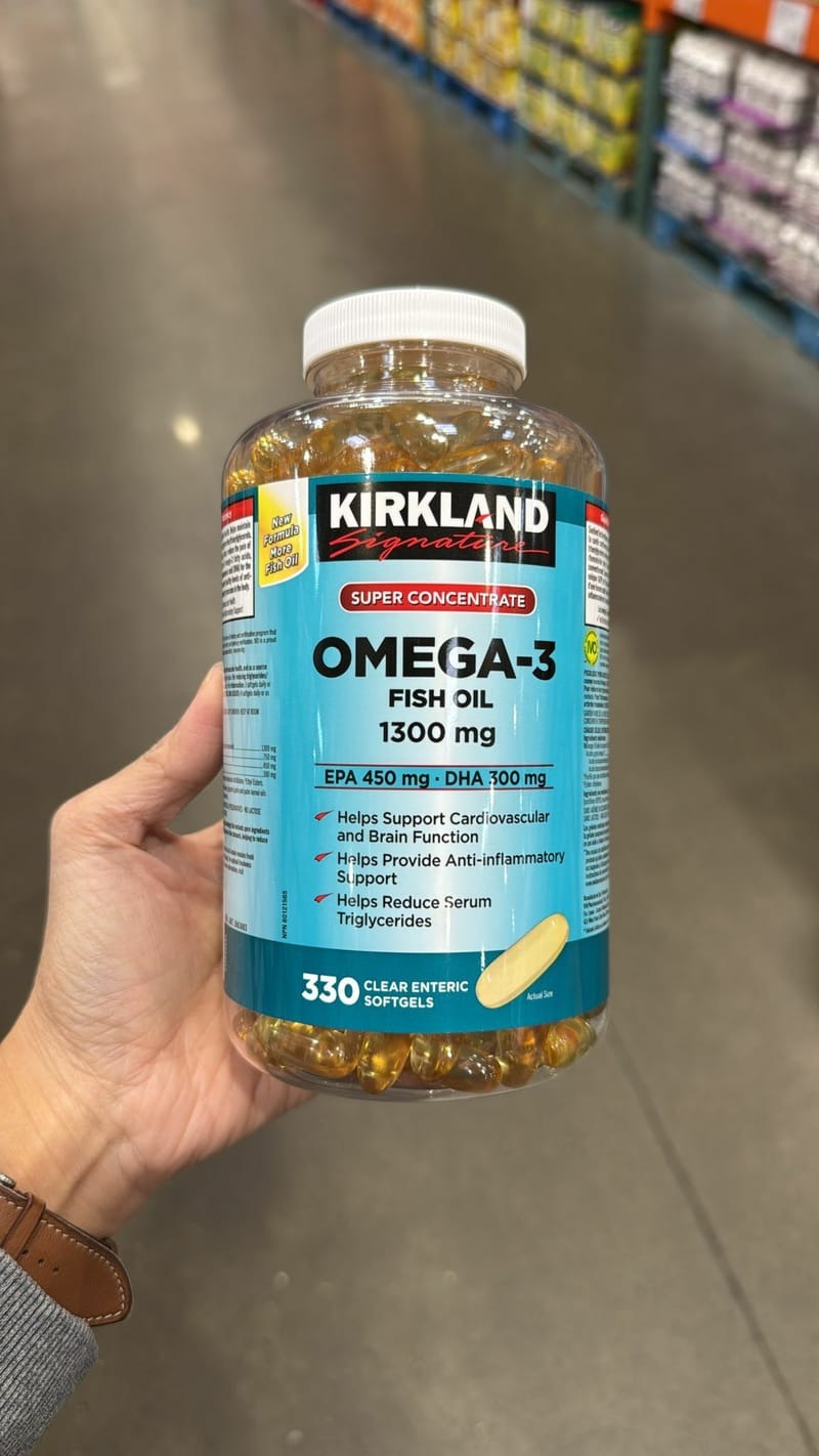 kirkland Signature Super Concentrate Omega 3 Fish Oil Softgels, 1300 mg, EPA 450 mg, DHA 300 mg, Omega-3 Fatty Acids 750 mg
