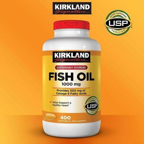 Kirkland Signature Omega-3 Fish Oil 1000 mg 400 Softgels Fish Oil with 30% Omega-3s