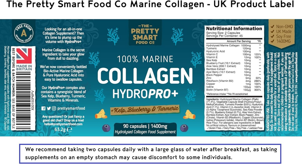 100% Marine Collagen Hydropro+ Capsules - 60 Count