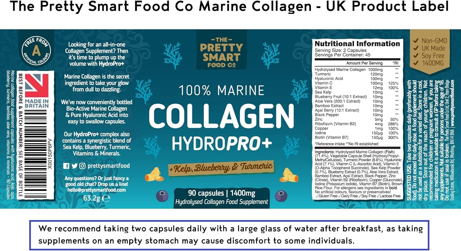 100% Marine Collagen Hydropro+ Capsules - 60 Count