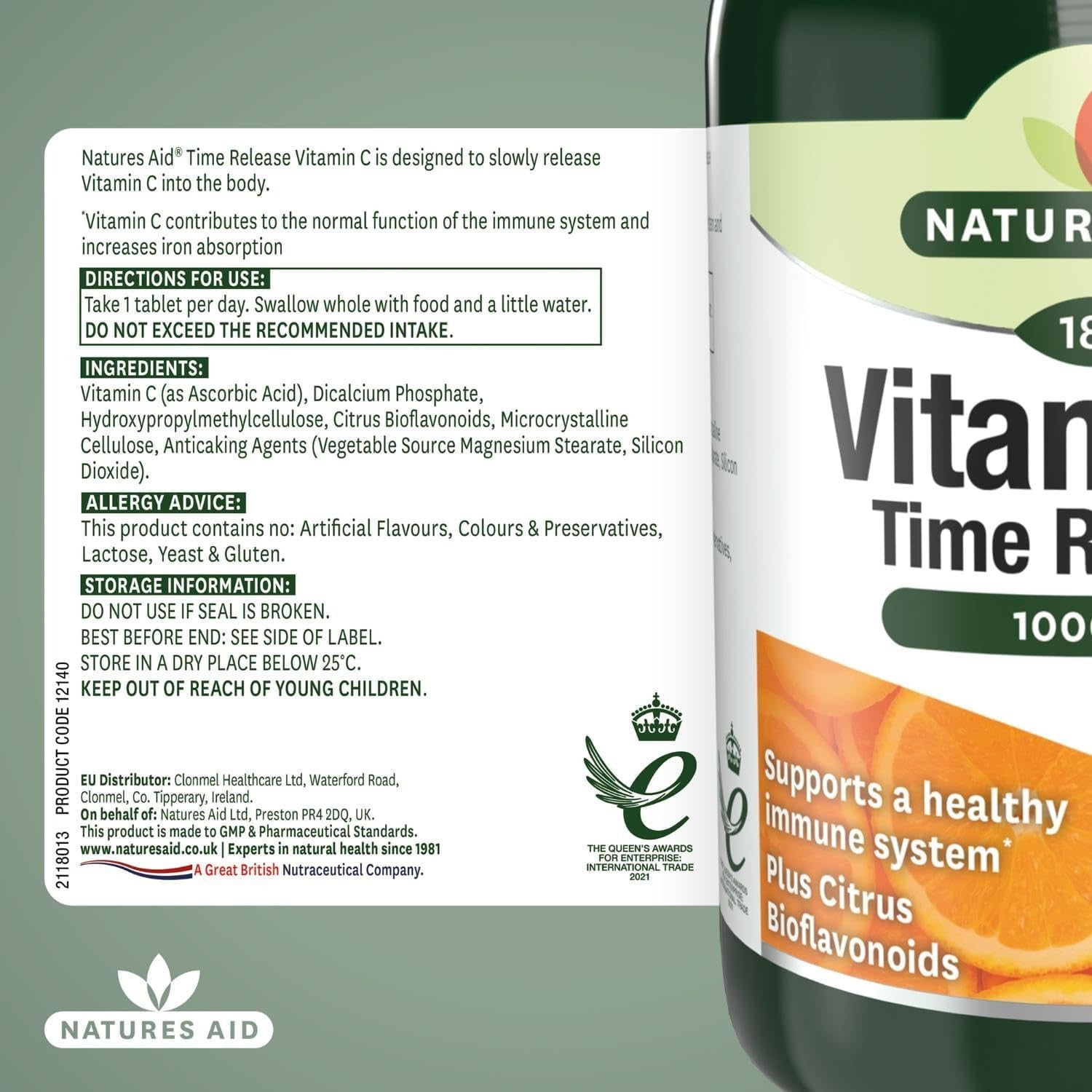 Natures Aid Vitamin C 1000mg Time Release _ 180 Tablets