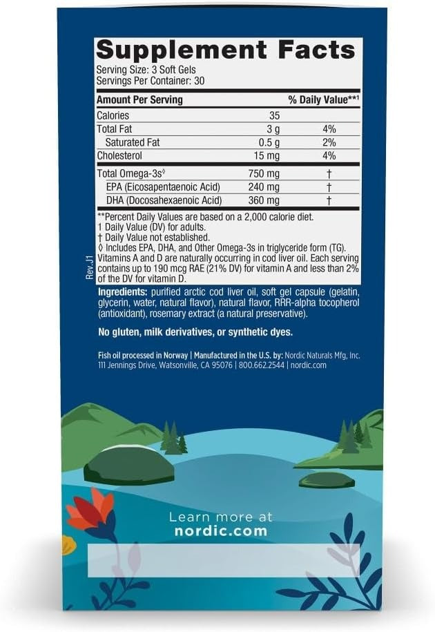Nordic Naturals Arctic Cod Liver Oil Capsules _ 180 Count