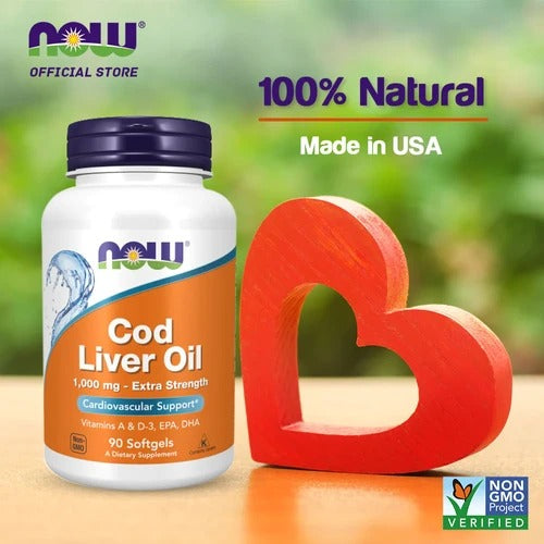 NOW FOODS Cod Liver Oil Extra Strength 1,000 mg Softgels