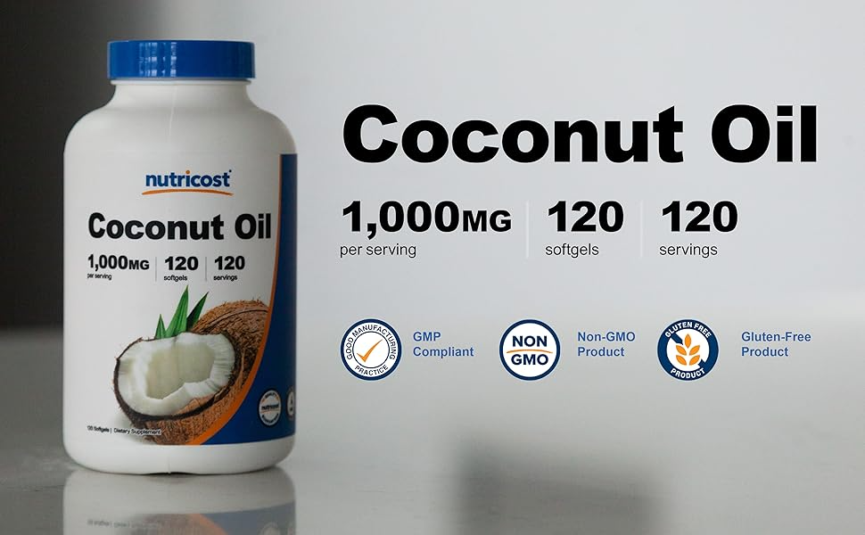 Nutricost Coconut Oil 1000mg 120 Softgels