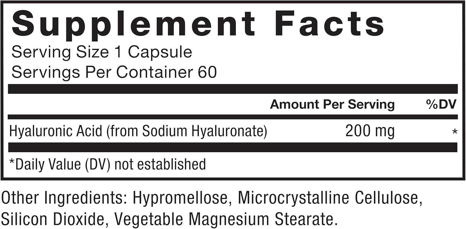 Force Factor Hyaluronic Acid 200 mg, 60 Vegetable Capsules