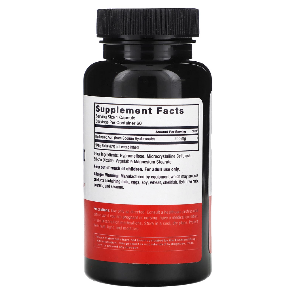 Force Factor Hyaluronic Acid 200 mg, 60 Vegetable Capsules