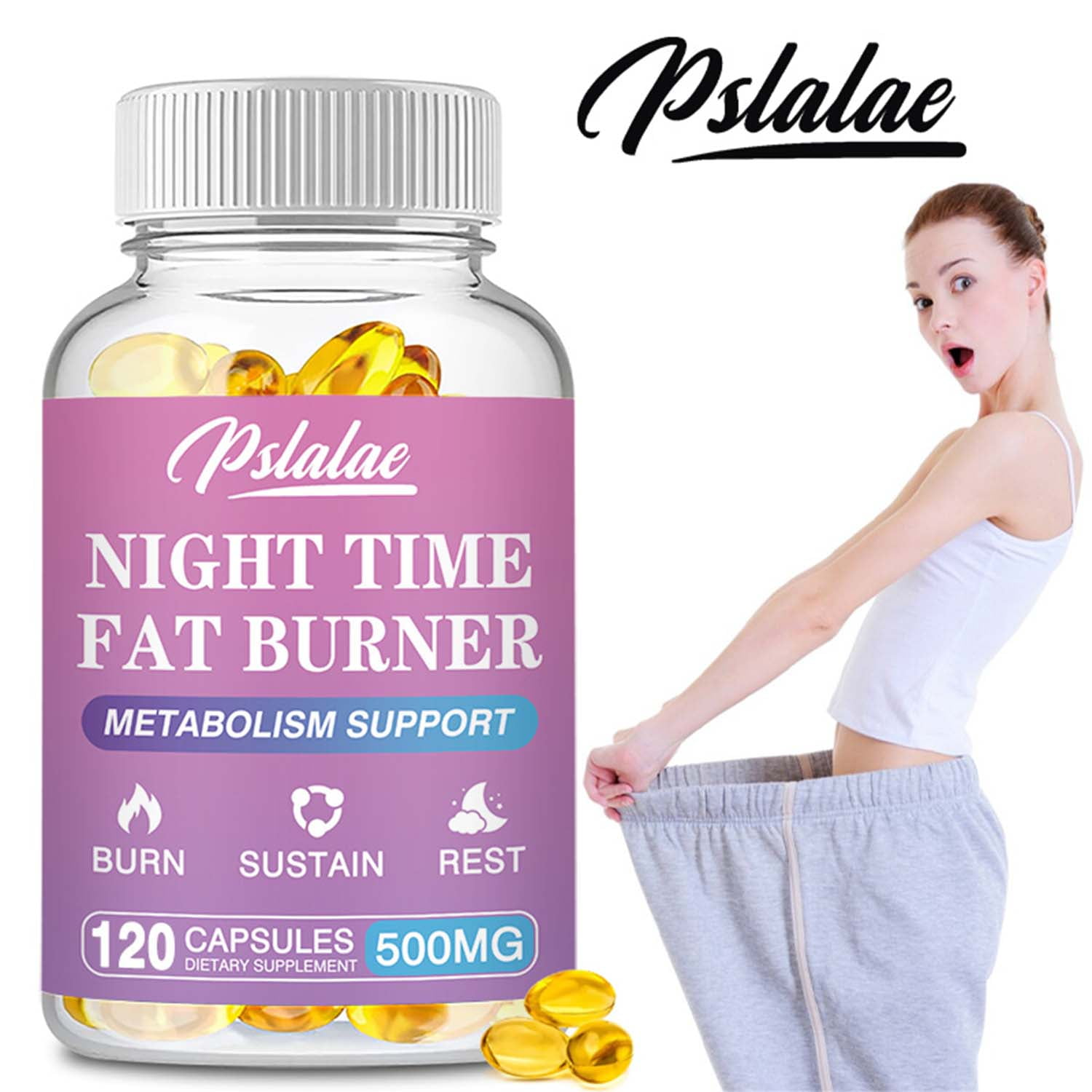 Pslalae Nighttime Fat Burner 500mg - 120 Count
