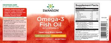 Swanson Omega-3 Fish Oil with Vitamin D, Lemon, 60 Softgels