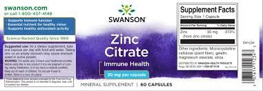 Swanson Zinc Citrate 30mg Capsules _ 60 Count
