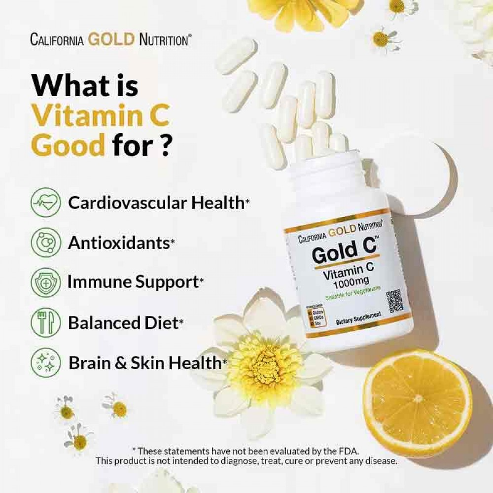 California Gold Nutrition Gold C Vitamin C 1,000 mg - 60 Capsules