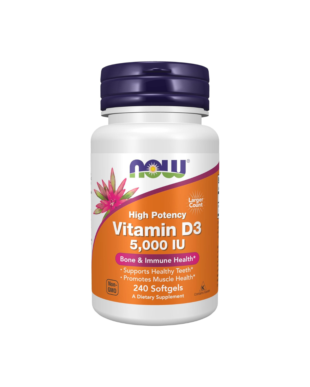 NOW Foods Vitamin D3 High Potency 125 mcg 5,000 IU 120 Softgels