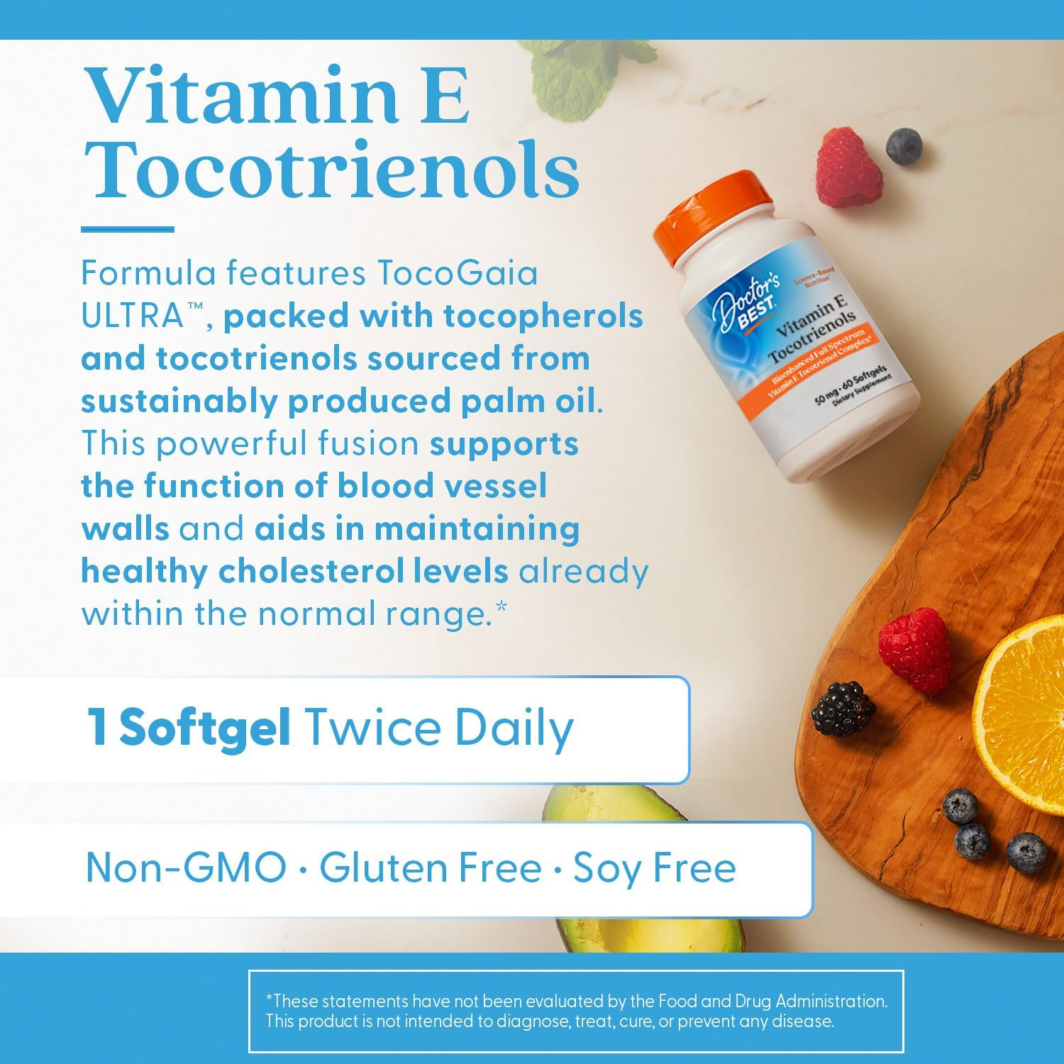 Doctor's Best Vitamin E Tocotrienols 50 mg, 60 Capsules